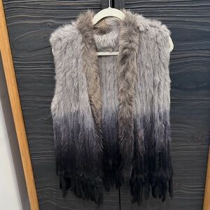 Gray and Black Ombre Real Fur Vest